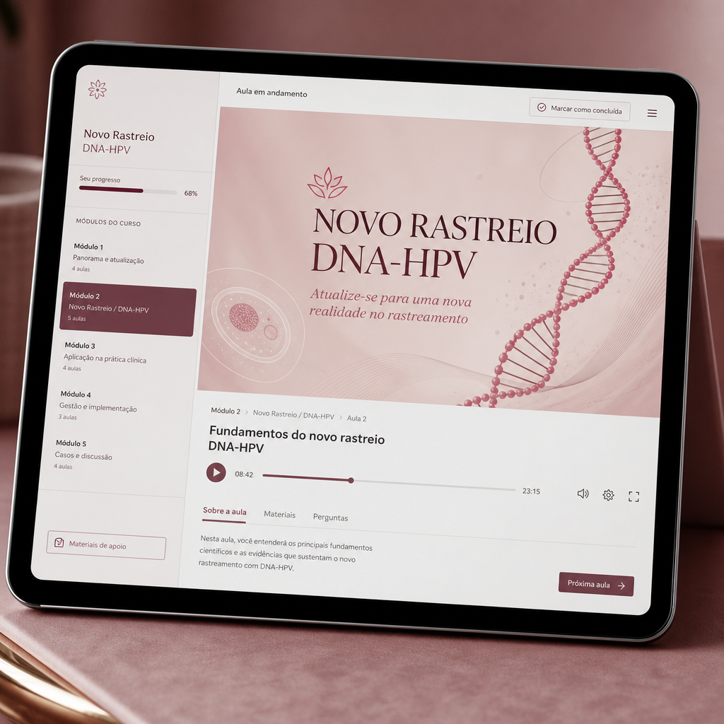 Mockup da capacitação Novo Rastreio / DNA-HPV